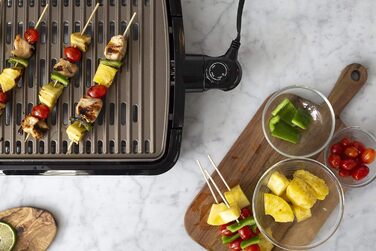 George Foreman Smokeless Grill - Indoor BBQ with Adjustable Temperature, Dishwasher-Safe Grill Plate, and Fat Tray