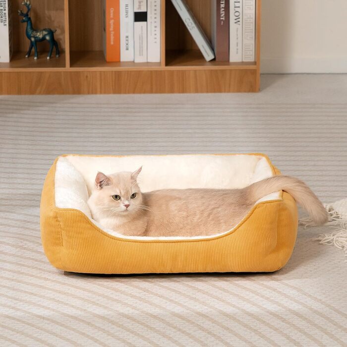 Килимок для котів та собак Hollypet, м'яке ліжко для тварин, 55x45x15 см, жовтий