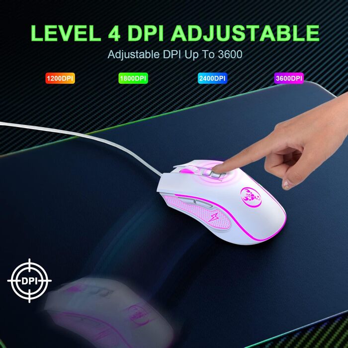 XINMENG Комплект ігрової клавіатури та миші з RGB-підсвічуванням, миспад, 3600 DPI, серія Panda, для PS4/Windows/PC/Mac/Laptop (Білий)