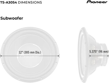 Сабвуфер Pioneer TS-A30S4 30 см, 1400 Вт, чорний, IMPP мембрана, потужний звук