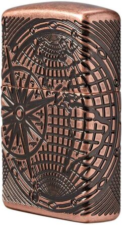 Zippo 29853 – World Map, Antique Copper – Gasoline Windproof Lighter, Refillable, in a High-Quality Gift Box