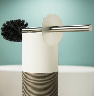 Набір для чищення унітазу Sealskin Doppio з натурального порцеляну, з алюмінієвою ручкою, без свердління, колір: ручне розписування (коричневий)