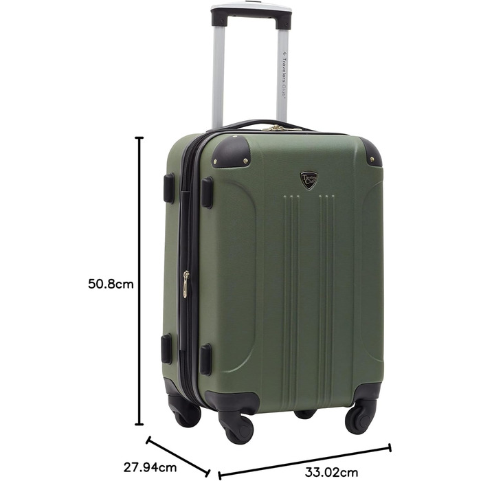 Чемодан валіза Travelers Club Chicago Hardside розширюваний спінер 20' Carry-On, колір Thyme Green