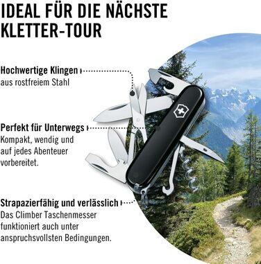Мультитул Victorinox Climber, Швейцарський ніж, 14 функцій, чорний
