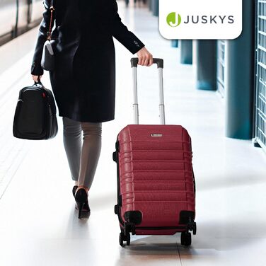 Набір валіз Juskys® Hartschale 4 шт. з кодовим замком, тихі колеса 360°, телескопічна ручка, легкі - червоний колір