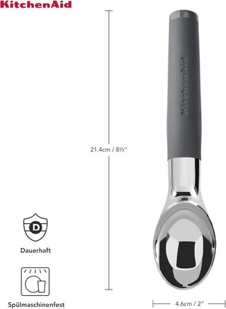 Прес для часнику KitchenAid Softgrip сірий (вугільний), з дерев'яною ручкою