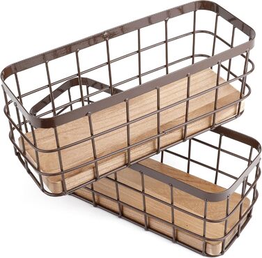 Dicunoy 2 Pack Small Wire Basket, Rectangular Metal Basket Narrow, Small Storage Basket Bathroom Basket, Counter Organizer Basket for Desktop Fruit, Kitchen Countertop, Office Decorative, 10 x 10 x 25 cm