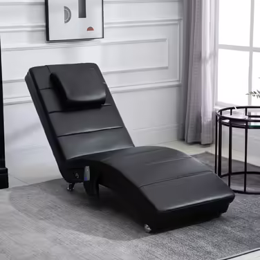 HOMCOM Recliner Chair with Leather and Massage Function, 58 x 163 x 87 cm, up to 120 kg, 8 Massage Points, with Remote Control, High Back Rest Cushion, Black | Aosom
