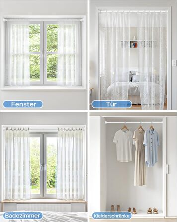 Телескопічна штанга для карнизів та душової кабіни без свердління, 79-195 см (біла)