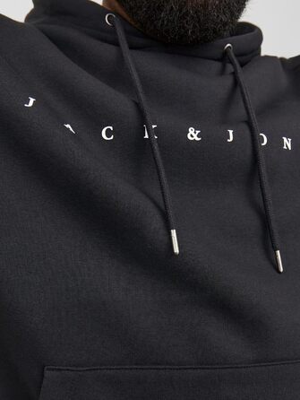 Чоловічий худі Jack & Jones Jjestar Jj Sweat Hood Noos Pls, чорний, великий розмір 6XL (Turbulence)