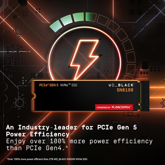 SSD WD Black SN8100 1TB PCIe 5.0 NVMe M.2 - Швидкість до 14900 МБ/с