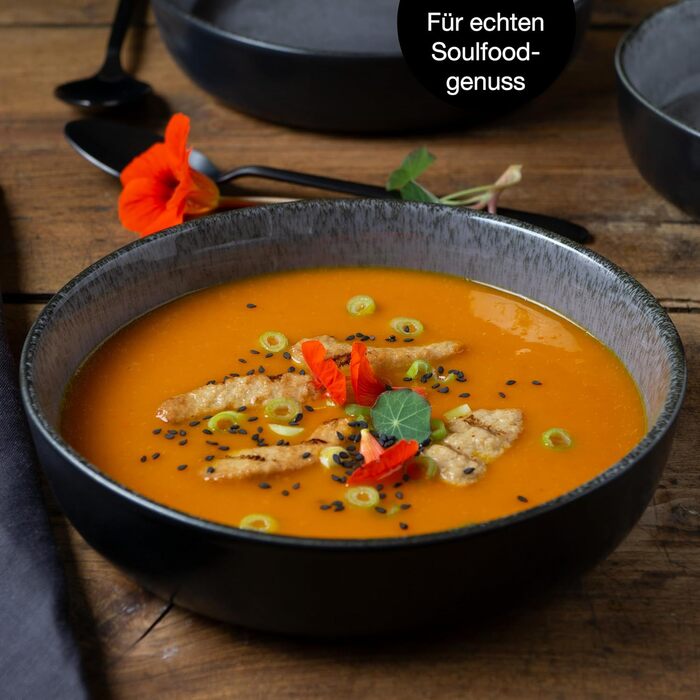 Набір супових тарілок Moritz & Moritz VIDA (6 шт) Anthracite - порцеляна, для посудомийної машини та мікрохвильової печі