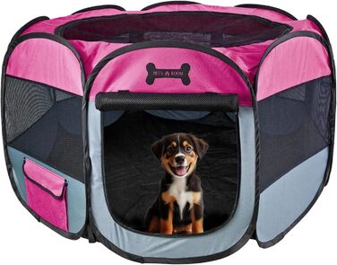Вольєр для цуценят Petigi XL, 115x115x65 см, рожевий. Підходить для собак, кроликів, морських свинок, котів.