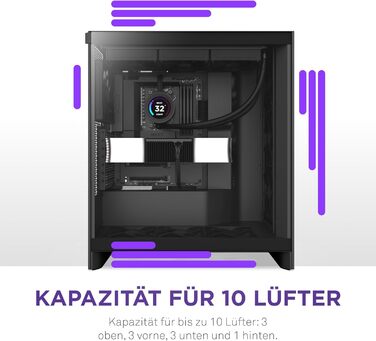 Корпус NZXT H7 Flow: Mid-Tower з покращеною вентиляцією | Чорний | Підтримка 3 x 120мм вентиляторів для GPU | 3 x 120мм фронтальні вентилятори | 420мм радіатор
