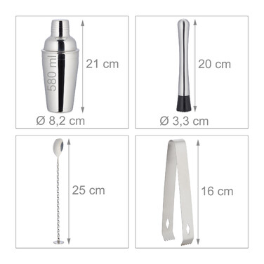 Relaxdays 9-Piece Cocktail Set with Stand