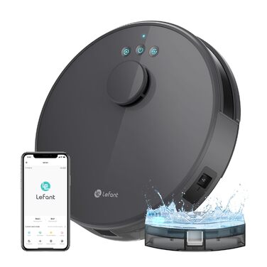 Робот-пилосос LEFANT M1B: потужність 6000Pa, функція миття, лазерна навігація, анти-заплутування, керування через додаток та Alexa, для тварин та килимів, білий