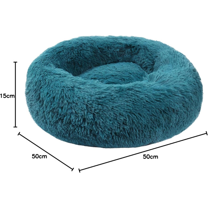Кругле ліжко для собак та котів BVAGSS, м'яке, плюшеве, діаметр 50 см, блакитне (XH034)