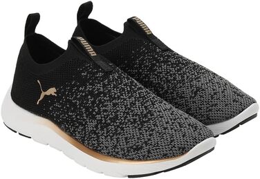 Жіночі кросівки Puma Softride Remi Slip-on для бігу та повсякденного носіння (37.5 EU, чорний, золотий, темно-сірий)