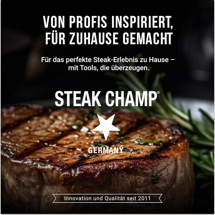 Кухонний ніж для стейків Steak Champ BBQ Pro 22 см, з гострим лезом із високоякісної сталі, ручне заточування, антиковзна ручка