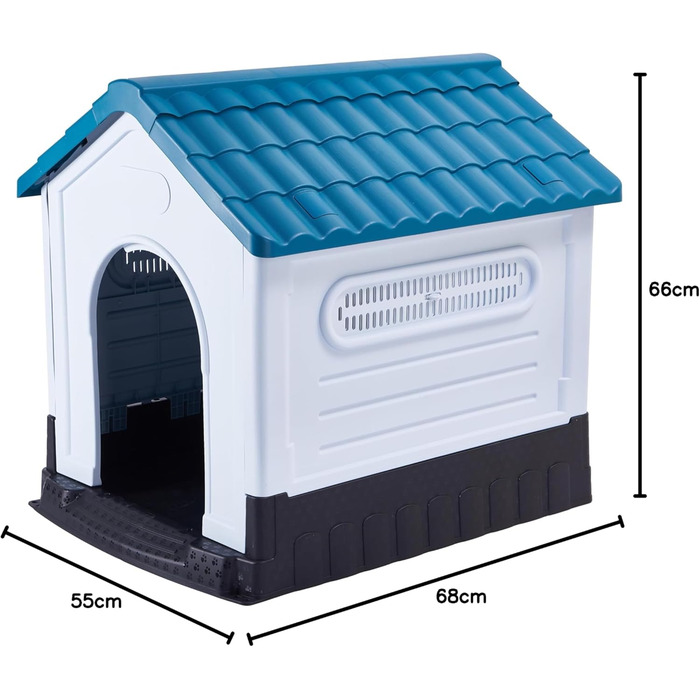 Lanco Small Dog Crate - Indoor/Outdoor Pet Kennel with Ventilation - Durable Blue & White 68x55x66cm