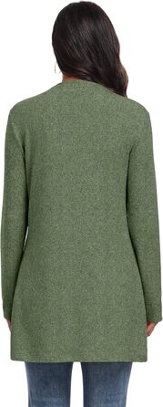 Жіночий в'язаний кардиган QIXING з кишенями | Легкий, елегантний, теплий | Зелений | для осені та зими