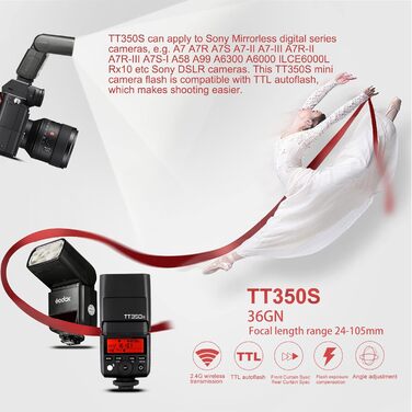 Спалах Godox TT350S TTL 2.4G HSS 1/8000s GN36 для Sony - Сумісний зі Sony Mirrorless