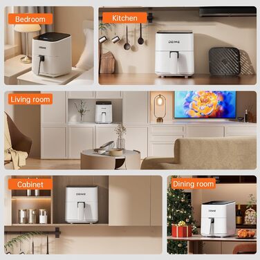 Фритюрниця Deime з гарячим повітрям 2.5 л, компактна цифрова Airfryer для випікання, розігріву та смаження, антипригарне покриття