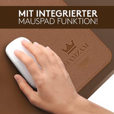 Підкладка під стіл HAMZAM PU Leder 90x40 см - преміум якість, з інтегрованим ковриком для миші (Колір: Коричневий)