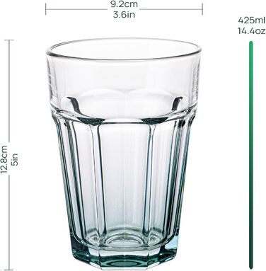 Cocktail Glasses Large Drinking Glasses Cuba Libre Glasses | 425 ml | Set of 6 | Cocktail Highball Water Glass Set Tumblers Retro Design | GIGI Collection | WATERCOLOR OMBRE - Hand Wash
