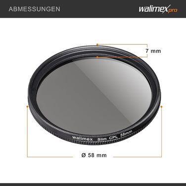 Поляризаційний фільтр Walimex pro Zirkular Slim 58mm (з чохлом) для об'єктивів 58mm