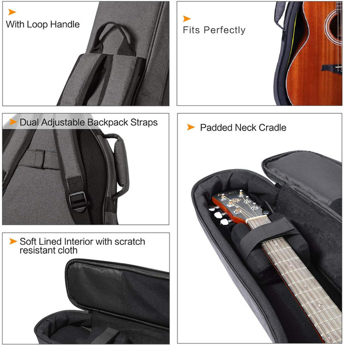 Чохол для гітари Cahaya Gig Bag сірого кольору, водонепроникний, 18 мм