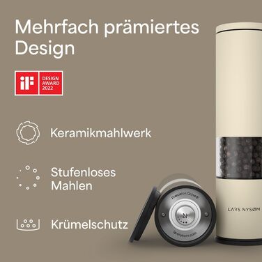 Набір мельниць для солі та перцю LARS NYSØM з регульованим керамічним жорном | Мельниці з нержавіючої сталі | Дизайн, 2 шт. (Коричневий/Бежевий)