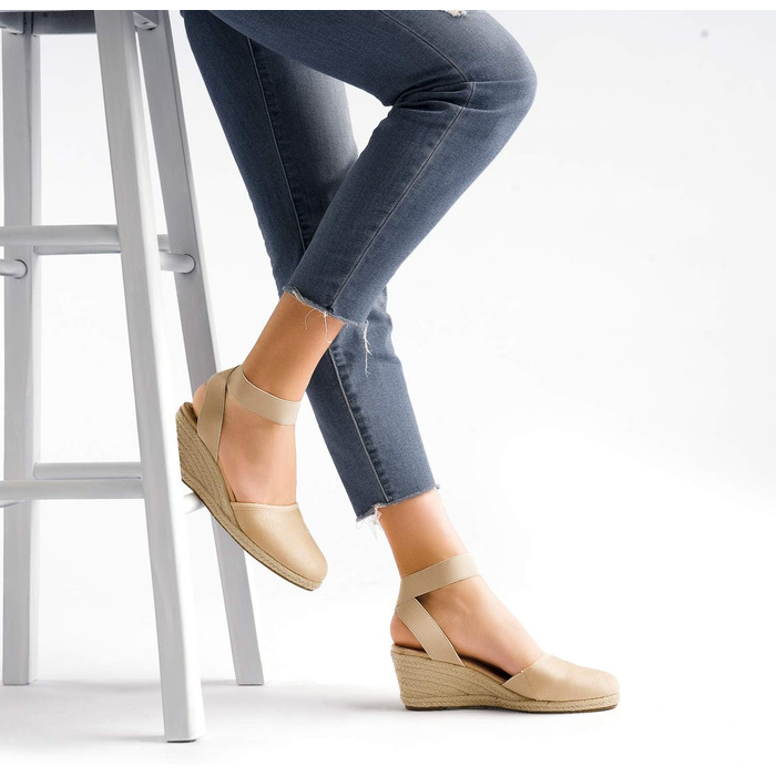 Босоніжки жіночі DREAM PAIRS на підборісі, бежеві, 41.5 EU, з еластичним ремінцем на щиколотку