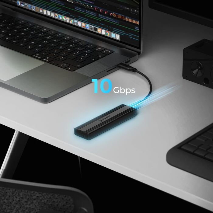 Корпус для NVMe SSD Sabrent з адаптером m2 SATA, USB C 3.2 Gen 2 (10 Гбіт/с), з кулером, для бізнесу