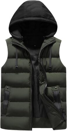 Чоловіча степкова жилетка YOUTHUP з капюшоном для активного відпочинку та зими, легка, вітронепроникна, армійного кольору (XXL)