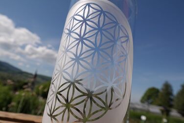 1.0L Carafe with the Flower of Life and cork stopper ~ FREIGLAS ~ Water jug, Flower of Life, engraving