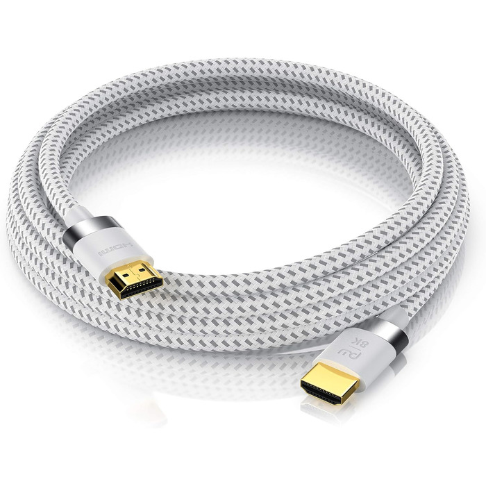 HDMI 2.1 кабель CSL 2 метри - 8K@60Hz/120Hz, 4K@240Hz, 48 Gbit/s, Ethernet, для TV, Blu-ray, PS5, Xbox Series X, Switch, білий