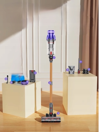 Вертикальний пилосос Laresar V7, жовтий/золотий