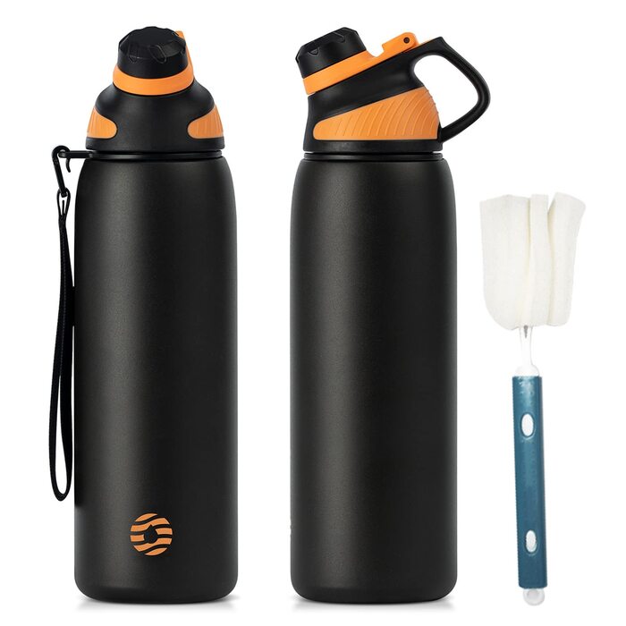 Фляга спортивна Fjbottle Edelstahl 1л з магнітною кришкою, BPA-Free, для школи, фітнесу, чорна