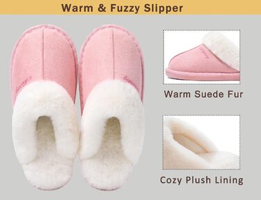 Тапочки домовик Donpapa для жінок та чоловіків, зимові, теплі, з плюшем та піною пам'яті, з імітацією овечої шкури, антиковзаючі, для дому та вулиці (40.5/42 EU, Horizont Rosa)