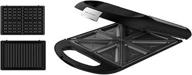 Сендвічниця Cecotec Rock'nToast Family Waffle: 1500W, 4 вафлі, антипригарне покриття, 180° поворот, швидкий нагрів, нержавіюча сталь, індикатор температури, рівномірне підсмажування, 3 змінні пластини