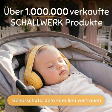 Захисні навушники для немовлят та дітей Schallwerk® Mini+ (Lion Yellow) — шумопоглищаючий захист слуху для малюків, преміум-якість