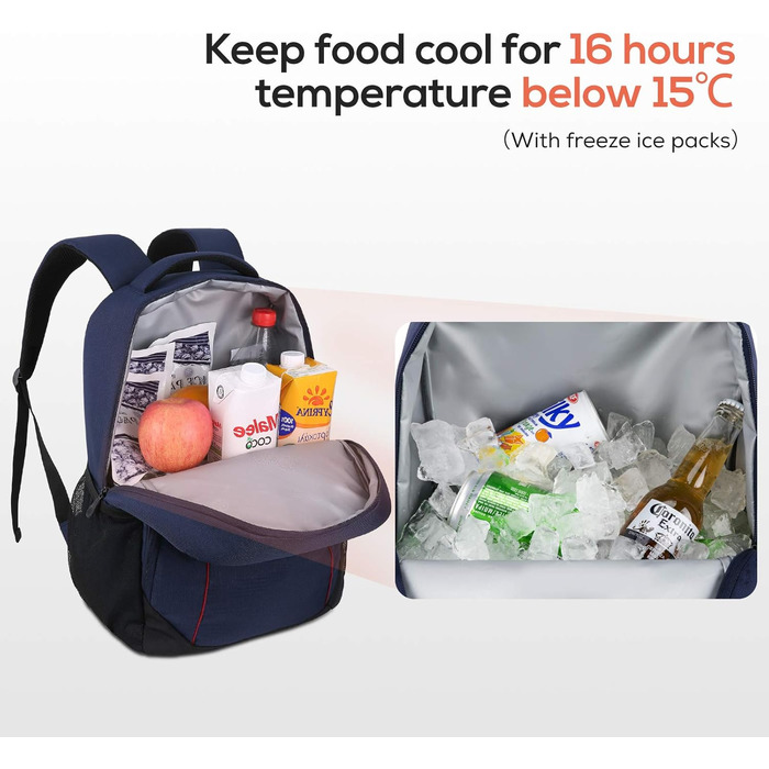 Рюкзак-холодильник TOURIT 22L, водонепроникний, ізольований, для пікніків, барбекю, кемпінгу, подорожей, покупок (Блакитний)