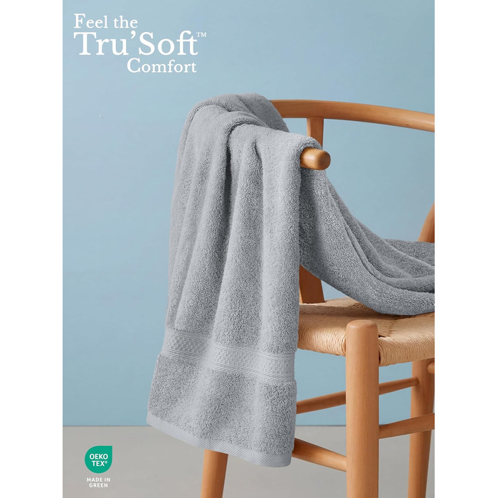 Набір банних рушників Utopia Towels (4 шт.), 69 x 137 см, 100% бавовна, гігроскопічні м'які рушники для душу з петлею для підвішування, колір: світло-сірий