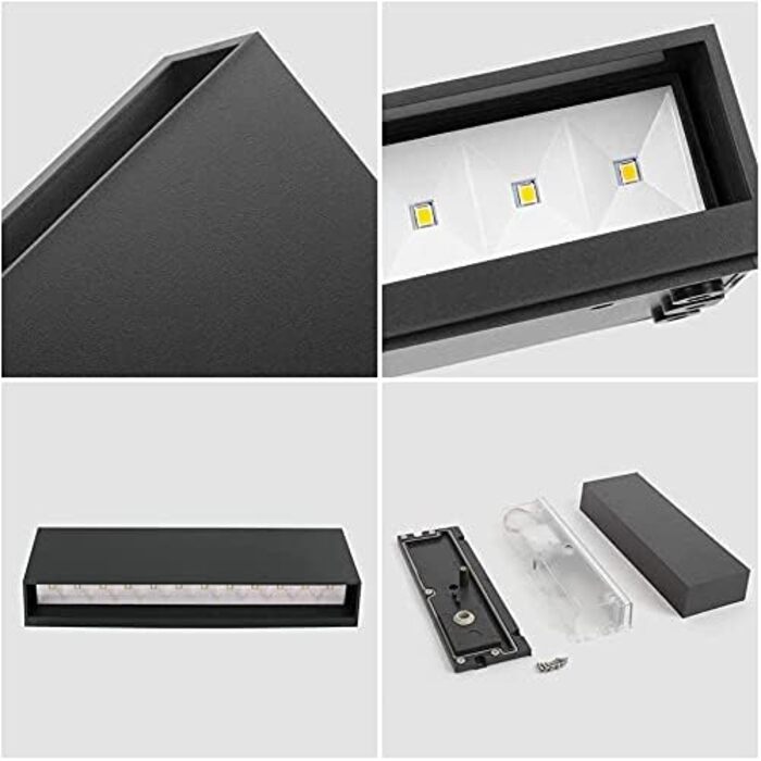 DAWALIGHT Настінний світильник для вулиці, комплект 2 шт., IP65, 2x6W, 3000K, тепле біле світло, темно-сірий, пластик