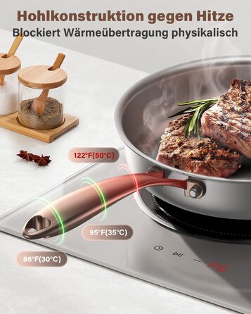 Сковорода Edelstal 28 см з титановим покриттям, індукційна, нержавіюча сталь 18/10, з рожево-золотистою ручкою (без PTFE, PFAS, PFOA) для всіх типів плит