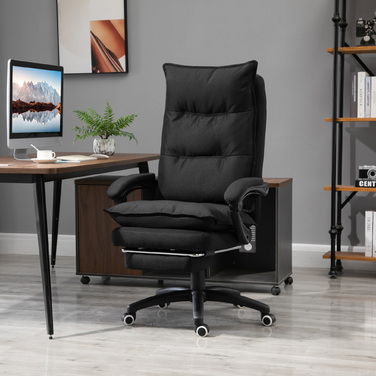 Vinsetto Office Chair with Massage Function, Ergonomic Desk Chair with Recline and Swivel Features, and Footrest, Black