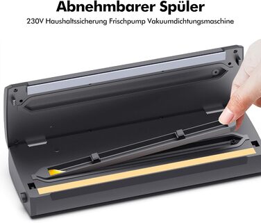 Вакуумний пакувальник для продуктів харчування 30 см, комплект з 5 пакетами, чорний