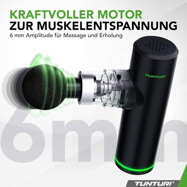 Масажер Tunturi MG30 Mini: портативний, тихий, 6 швидкостей, 4 насадки