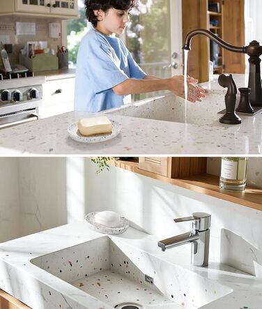 Підставка для мила Luxspire з кераміки, антиковзаюча, білий мармур, для ванної кімнати, душу та кухні